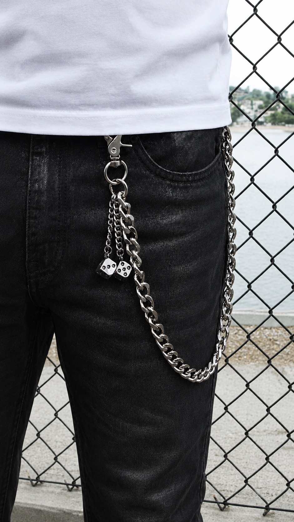 DICE CUBAN LINK BELT CHAIN
