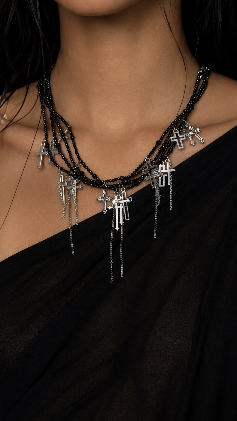LAYERED CROSS NECKLACE