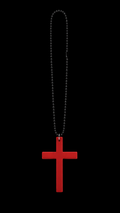 WOOD CROSS NECKLACE (RED)