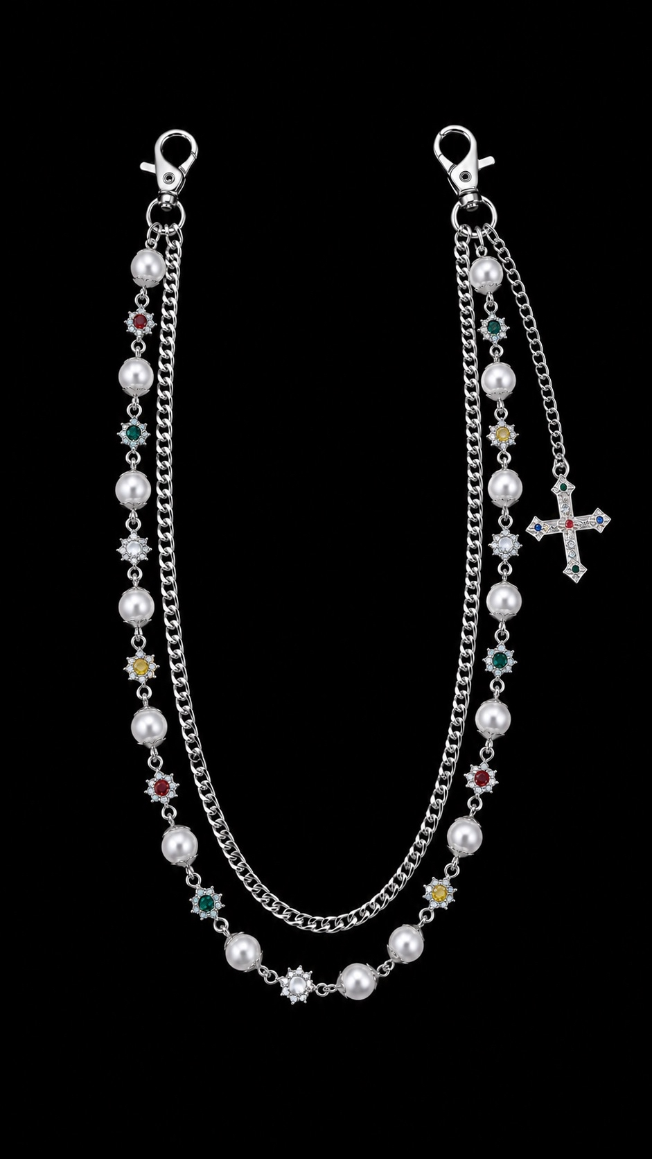 PEARL & CROSS BELT CHAIN